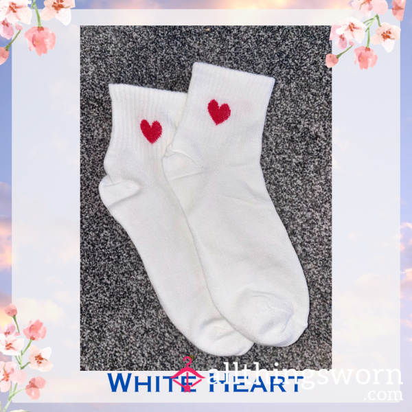 White Heart Crew Socks ❤️ 2 Day Wear And 1 Workout Included As Standard 💦
