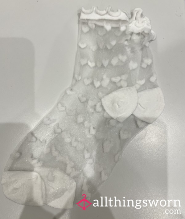 🤍 White Heart Lace Socks - Worn By A Princess 🤍