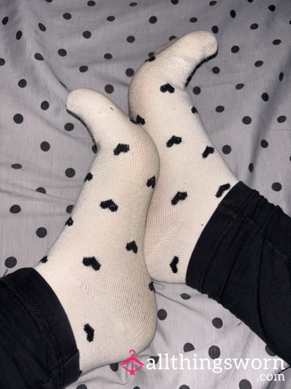 White Heart Socks
