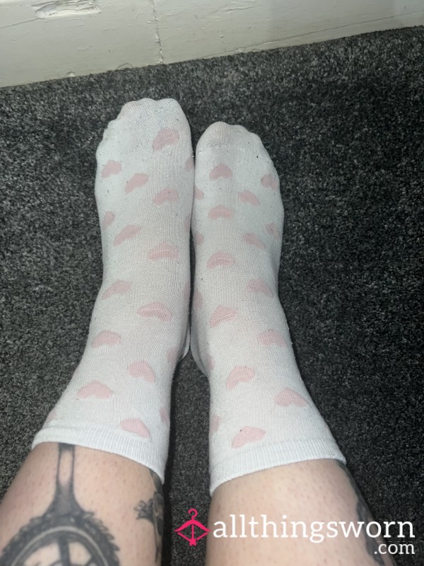 White Heart Socks