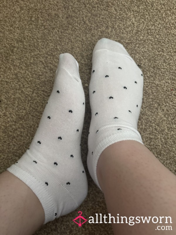 White Heart Trainer Socks