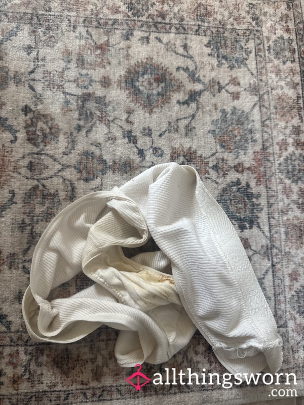 White High Rise S**y Well Worn Creamy Panties