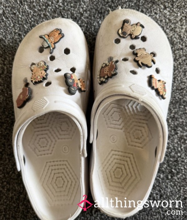 White Highland Cow Charmed Crocs