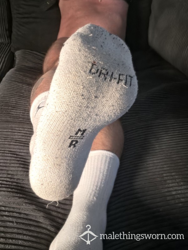 White Jordan Crew Socks - Heavily Worn & Scented