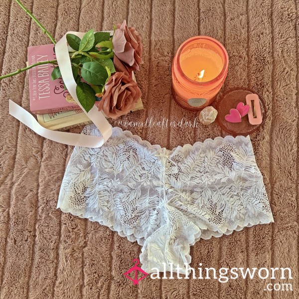 White Lace Boyshort Panties — Soft Elegance By Camille V.