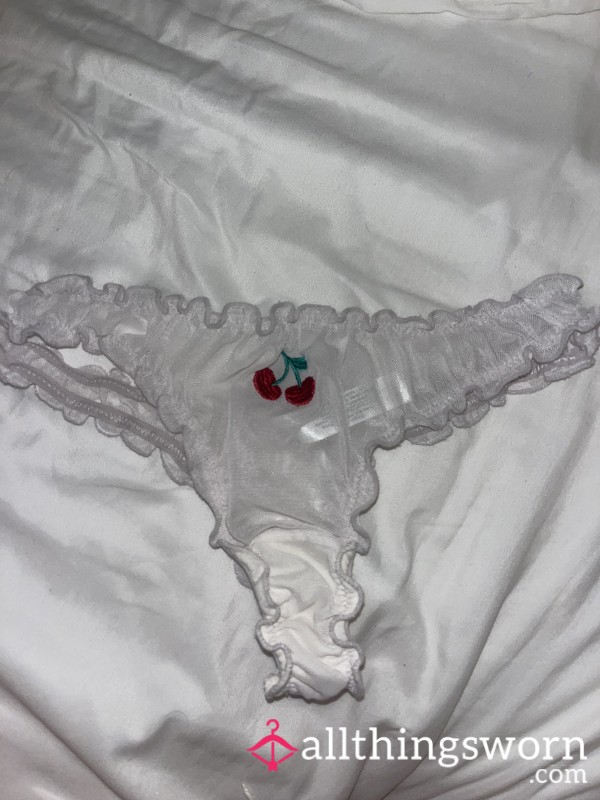 🤍 White Lace Cherry Thong 🍒 | Soft, Feminine & Genuinely Worn