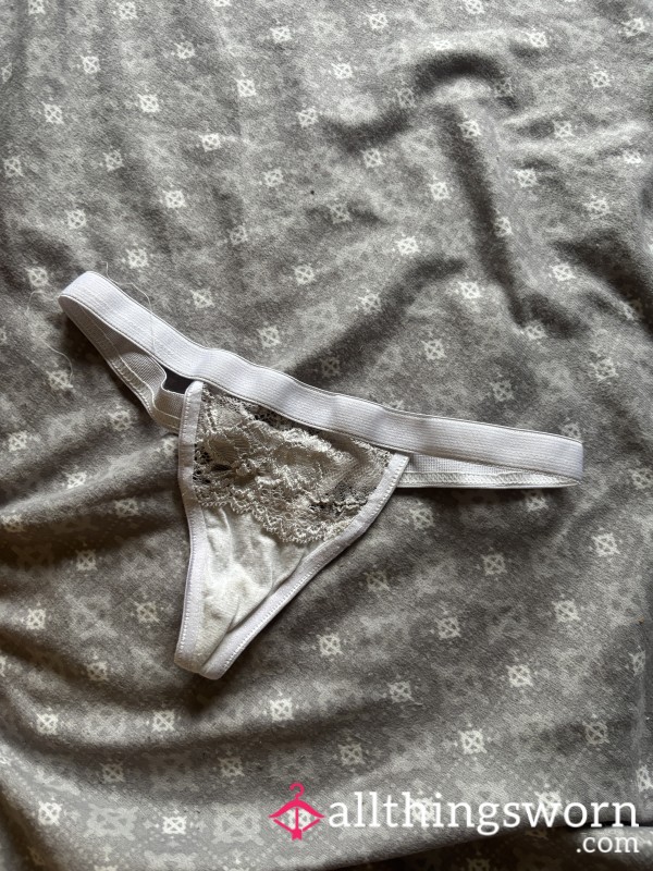 White Lace Front Thong