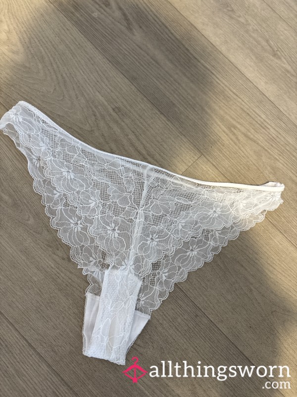 White Lace Knickers Worn In High Heat