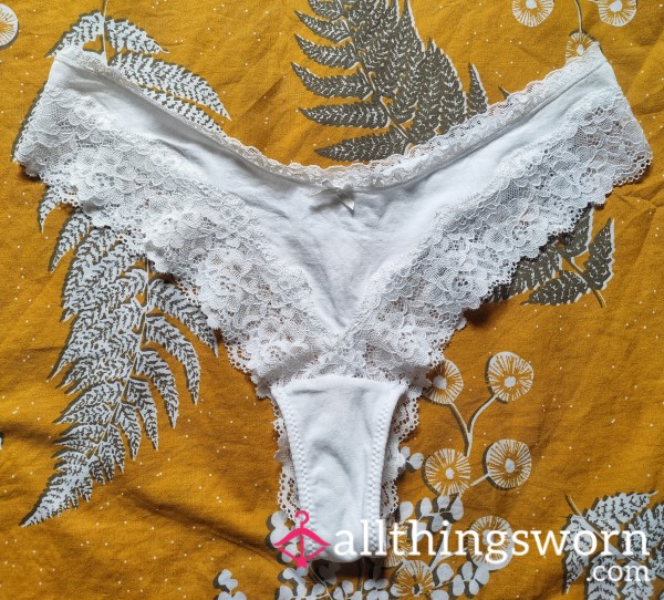 White Lace Panties – Elegant & Seductive Intimate Wear – Worn 24 Hours Straight