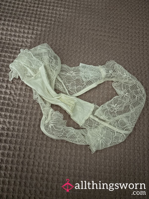White Lace Panties Worn Whilst Working