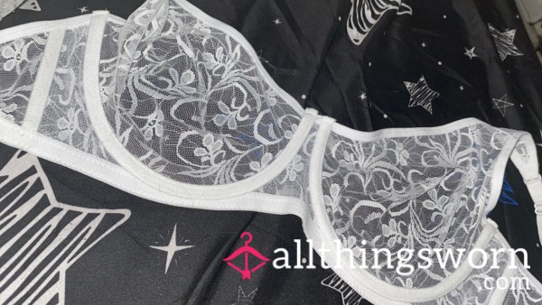 White Lace See Through Bra