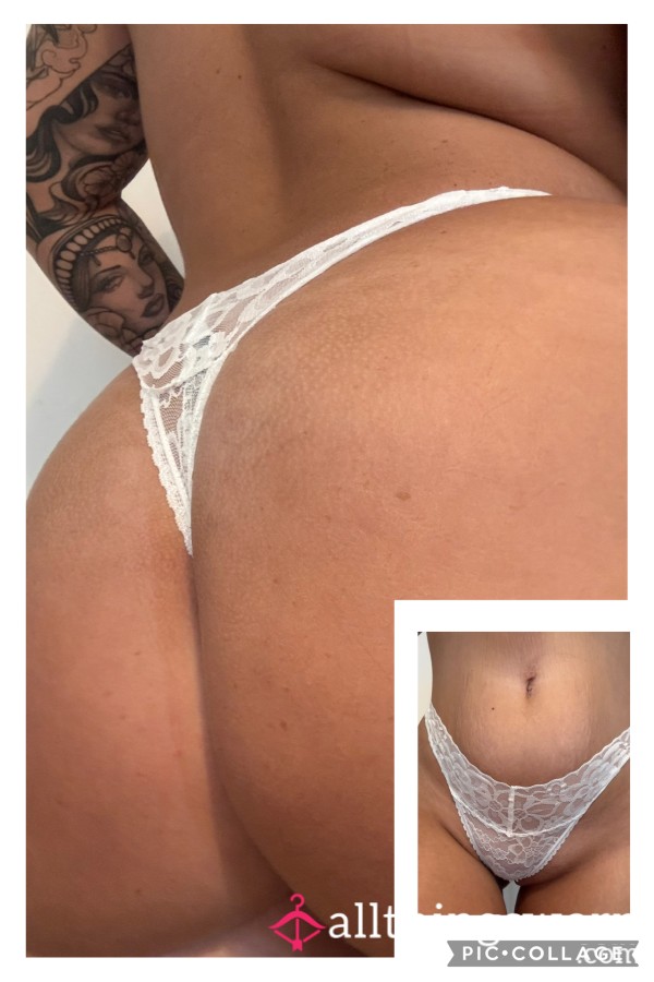 WHITE LACE THONG
