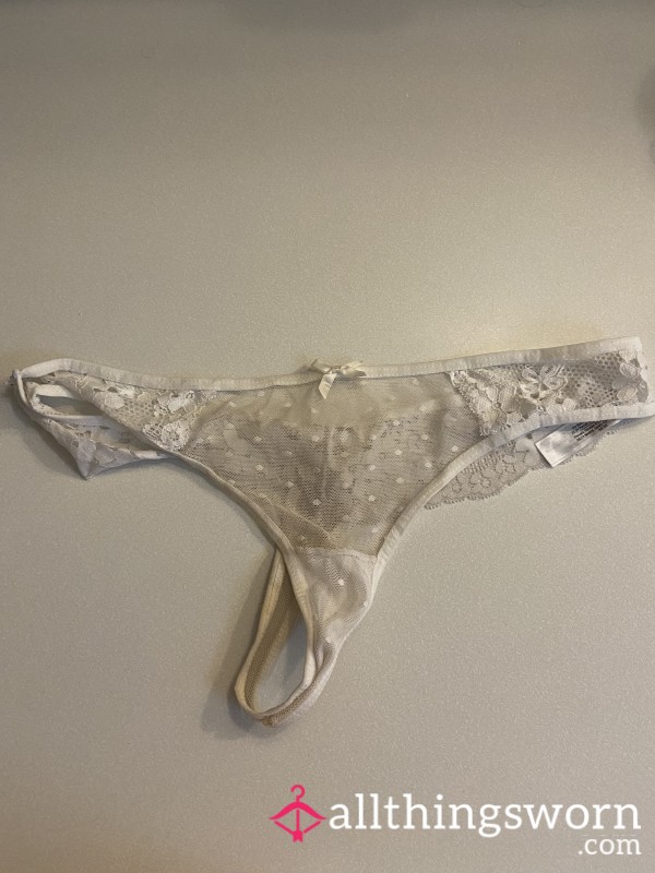 White Lace Thong