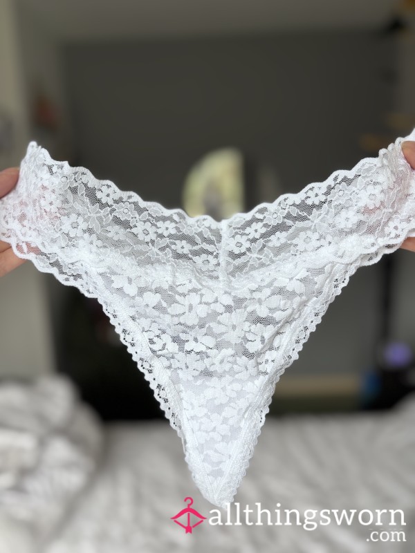 White Lace Thong