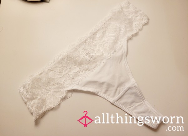 White Lace Thong