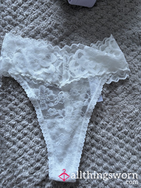 White Lace Thong
