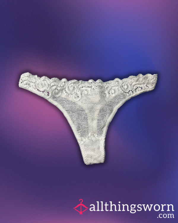 White Lace Thong