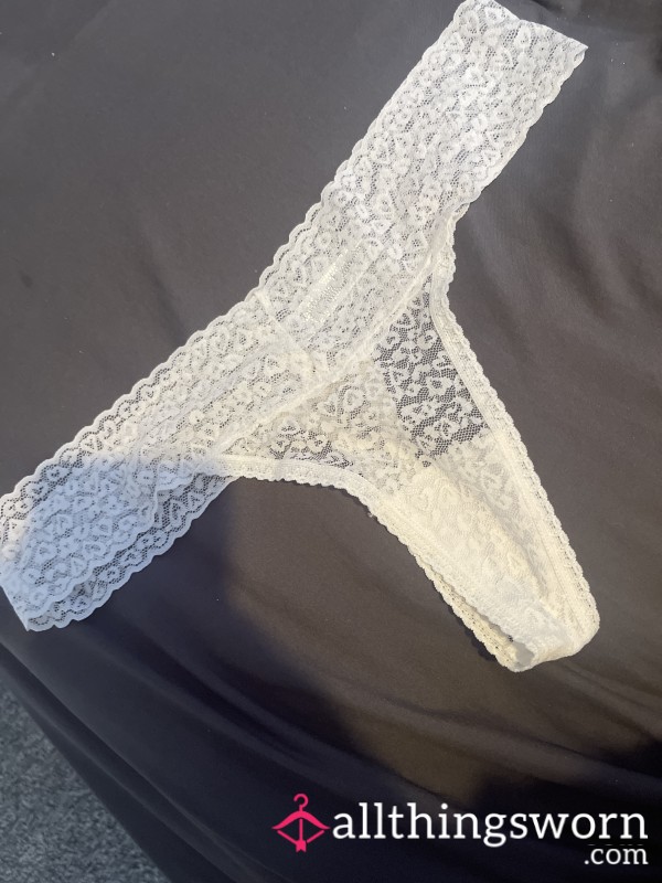 White Lace Thong