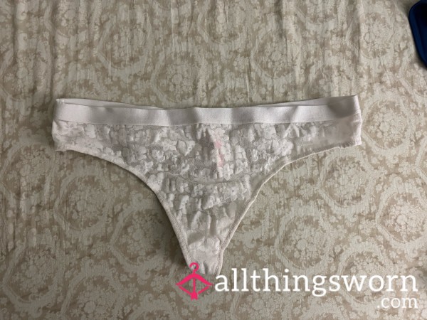 Used White Lace Thong