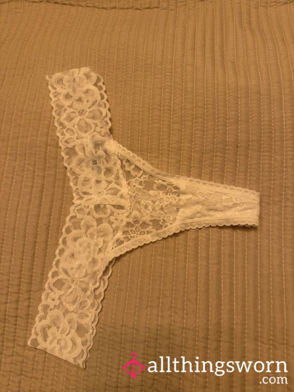 White Lace Thong