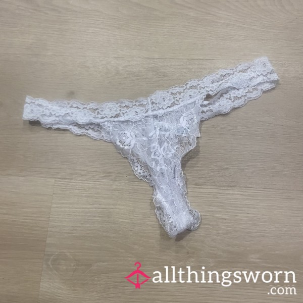 White Lace Thong