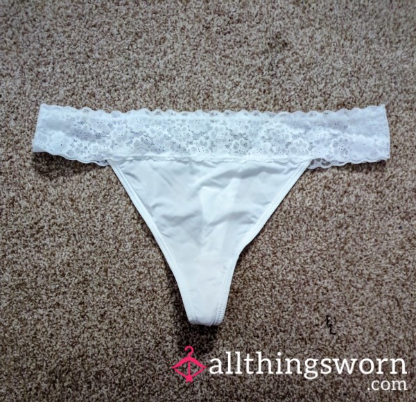 White Lace Thong