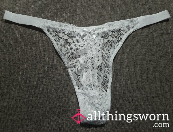 White Lace Thong