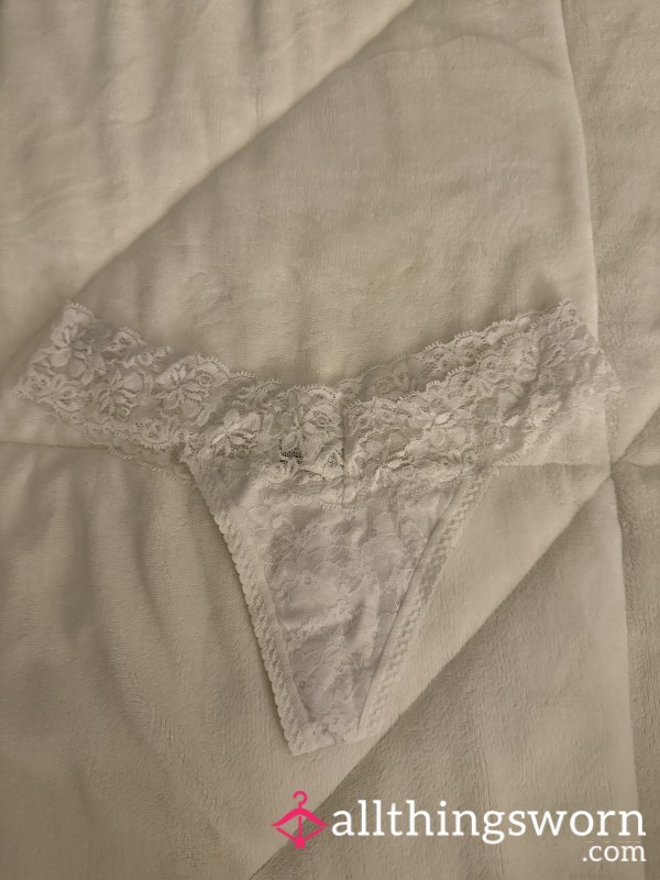 White Lace Thong