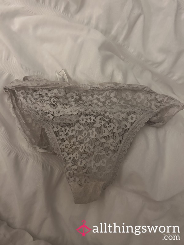White Lace Thong- Comes With 24 Hours Wear