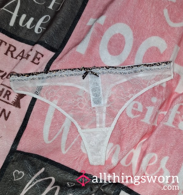 White Lace Thong Full Of My Scent