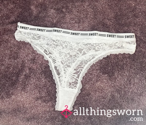 White Lace Thong! Size M