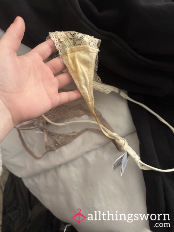 White Lace Thong Worn Two Days