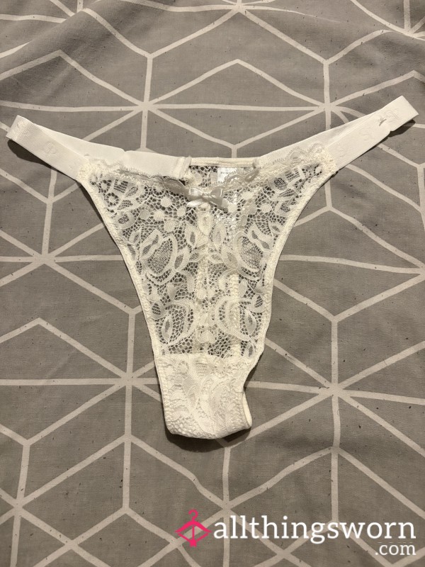 White Lace Thongs