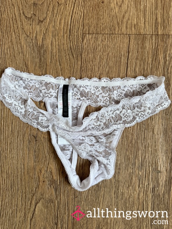 White Lace Thongs