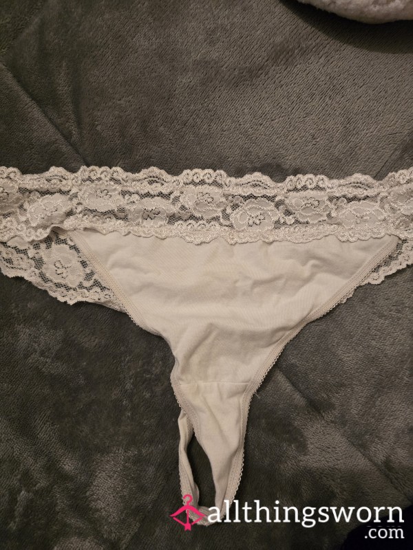 White Lace Top Thong