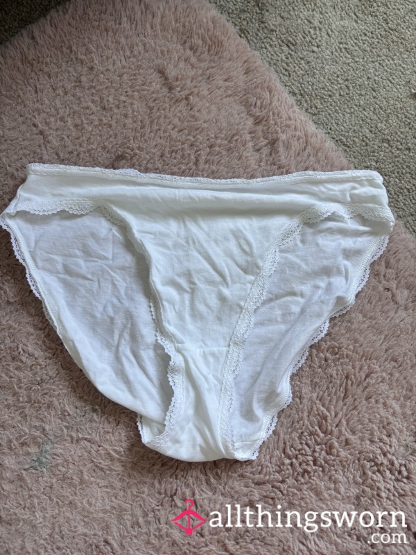 White Lace-Trim Cotton Panties