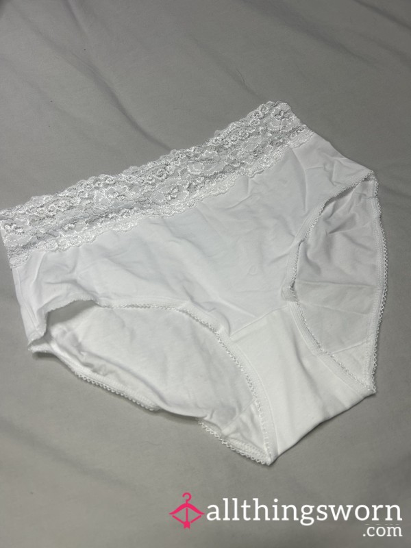 White Lace Trim Full Coverage Panties - Worn Just For You 💋