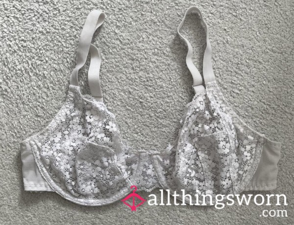 White Lace Unwashed Well-worn Dirty Bra