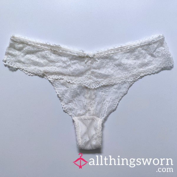 White Lace Wide Band Thong