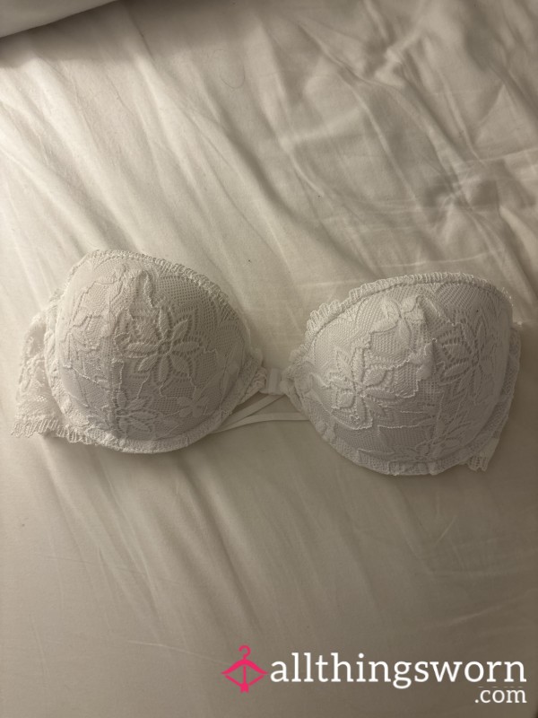 White Lace Worn Bra