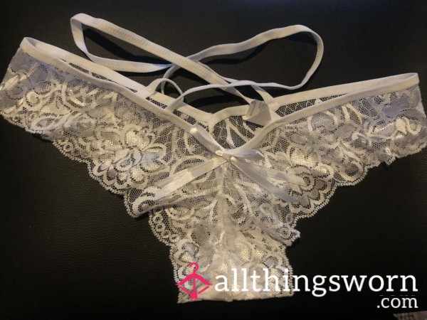 White Lace Wrap Around Thongs🤍