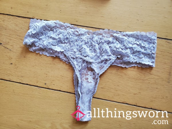White Lacey Flor*l Thong