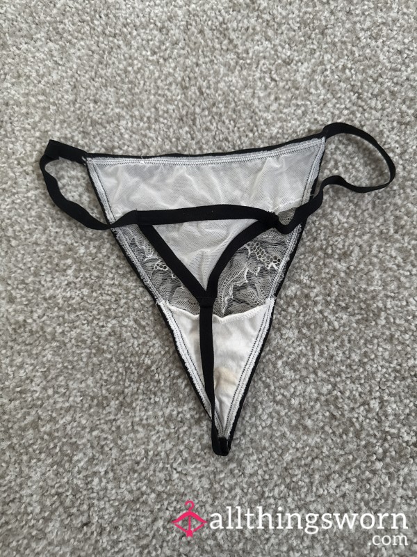 White Lacey G-string