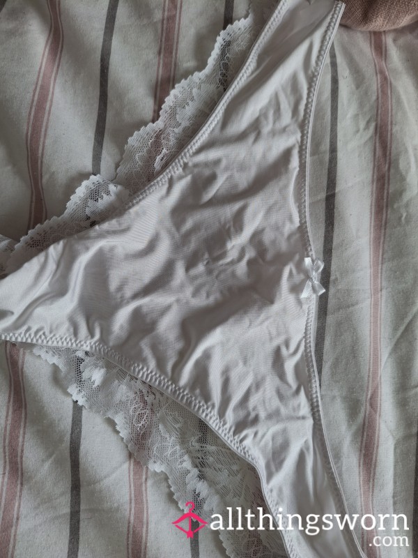 White Lacey Thong