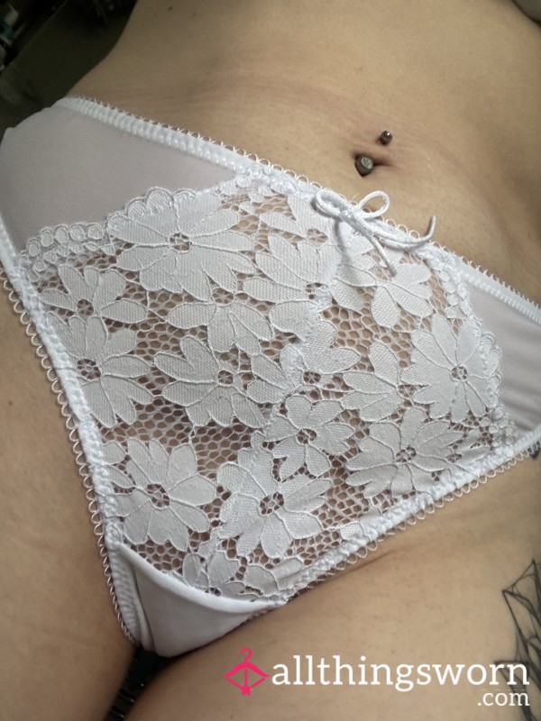 White Lacey Thong Size 10/12