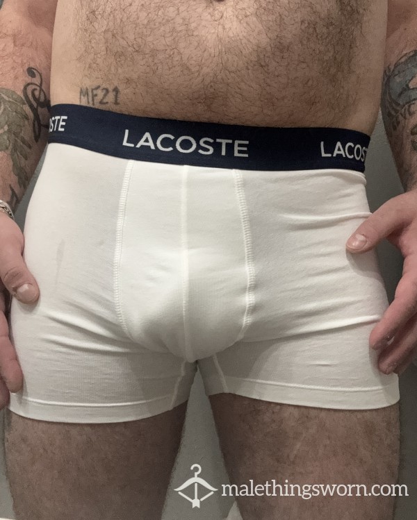 Sweaty, Musky, Post-Workout White Lacoste Boxer Briefs - Customizable
