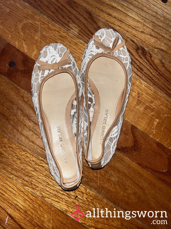 White Lacy Ballet Flats