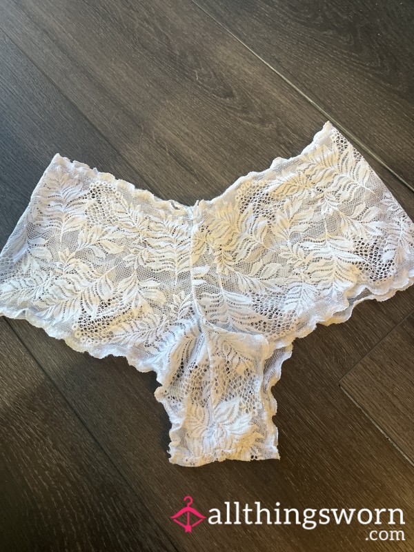 White Lacy Lingerie Panties Worn All Day