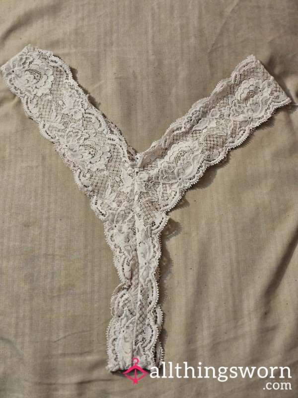 White Lacy Scented Thong