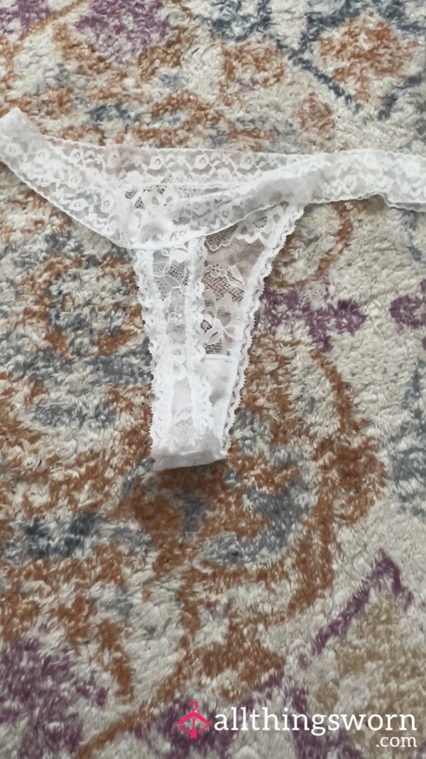 White Lacy Thong